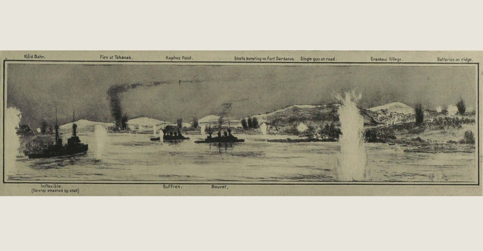 The Dardanelles action on 18 March at around 12.30pm