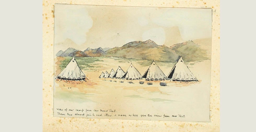 View of Chichester's camp from the mess tent