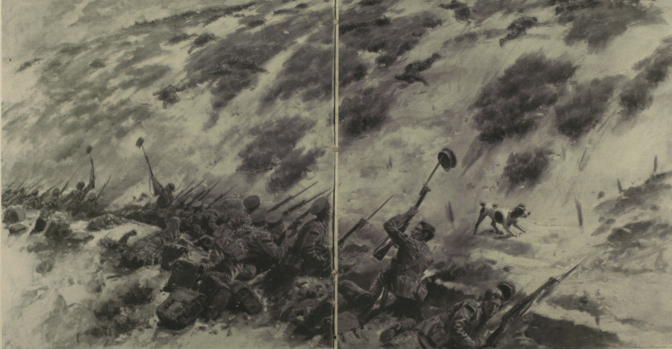 Some Australian troops seem to think it's their comrades who are firing on them and are waving their caps so as to identify themselves