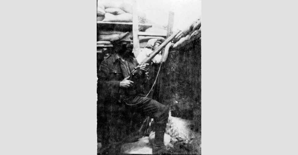 In the firing trench at Gallipoli in 1915