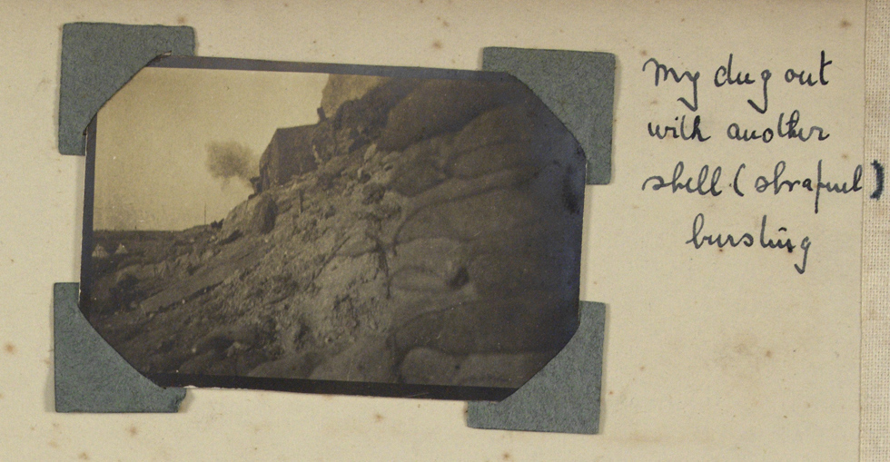 Another shell explosion seen from Lt Horne's dugout