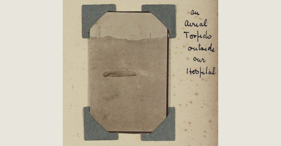 An aerial torpedo outside their hospital