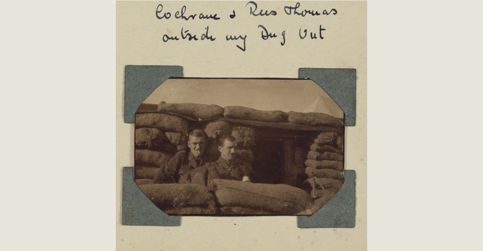 Coehrane and Rees Thomas outside a dugout